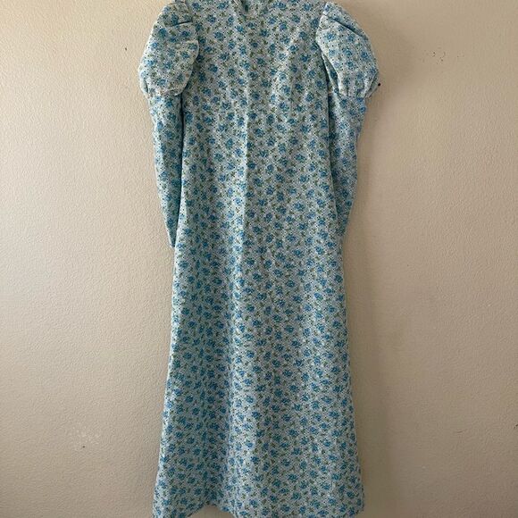 Vintage lace overlay puff sleeve cottagecore midi dress - Picture 4 of 14